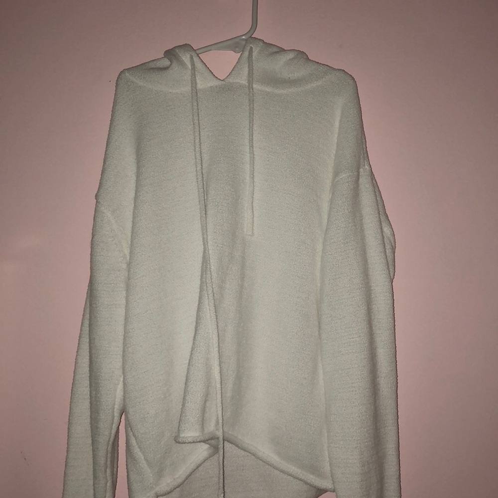 White Fuzzy Cropped Hoodie